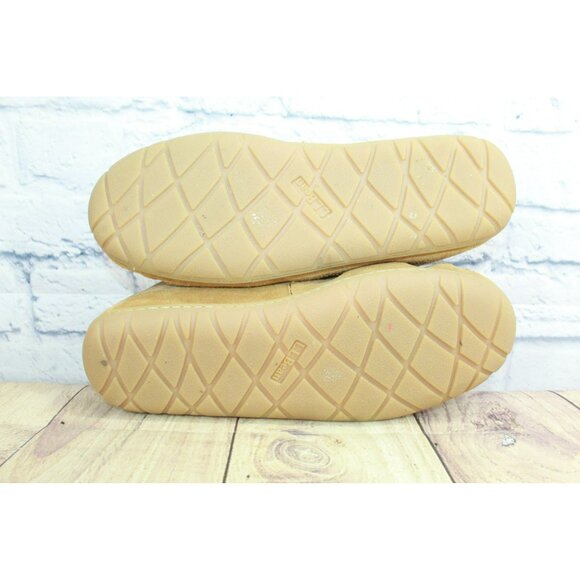 LL Bean Men’s Brown Suede Shearling Lined Moccasin Slippers Size 12 M - Picture 9 of 9